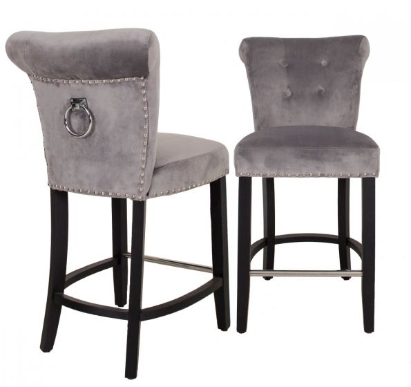 411C49BF-000A-416A-A034-92233E29FEC1.jpeg Bar stools available in black velvet /royal blue/silver - Image 1