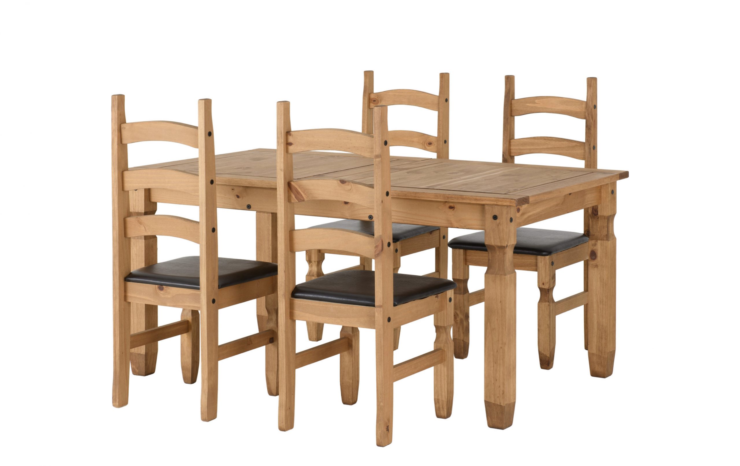 44231E94-4780-4CD4-8335-A0C15DBDA737-scaled-1.jpeg Corona 5ft table with 4 leather seats r wooden seats - Image 1