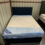 5ft king size navy blue divan bed with headboard +memory foam mattress