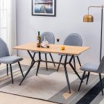 5FT TABLE WITH 4 GREY FABRIC CHAIRS