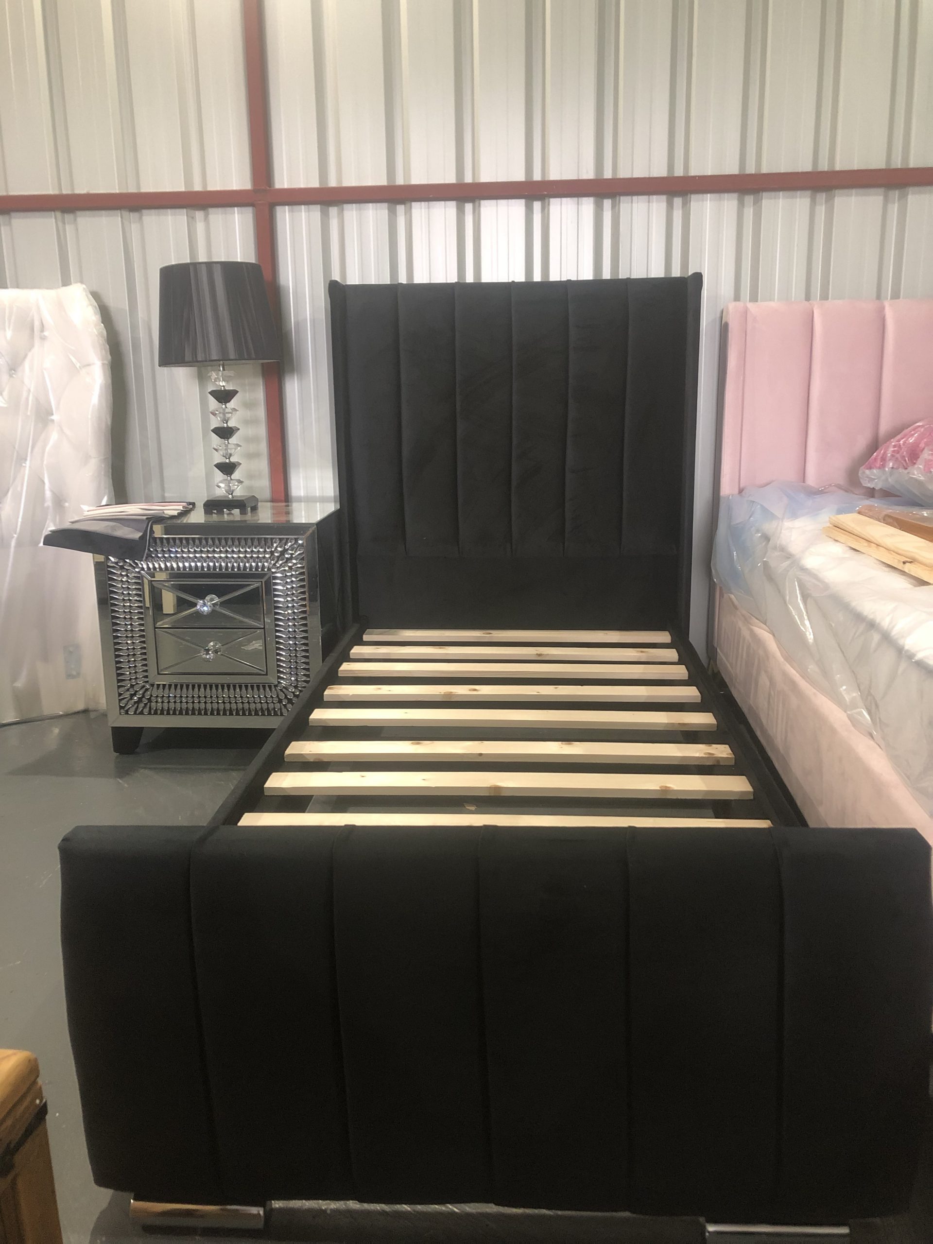 8BF046E9-51FF-4E26-BFAC-B1809E1F729C-scaled-1.jpeg 3ft single black plush velvet bedframe - Image 1