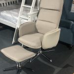 Cream swivel recliner  chair and stool