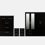 Black gloss 4 door robe chest 2 lockers