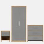 Grey gloss 2 door robe 3 drawer chest 2 lockers