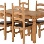 MEXICAN PINE 5FT TABLE WITH 4 CHAIRS WITH WOODEN / LEATHER SEATS