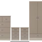 Nevada 2 door bedroom set black gloss /oyster gloss