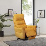 Swivel electric power recliner chair available In grey/mustard