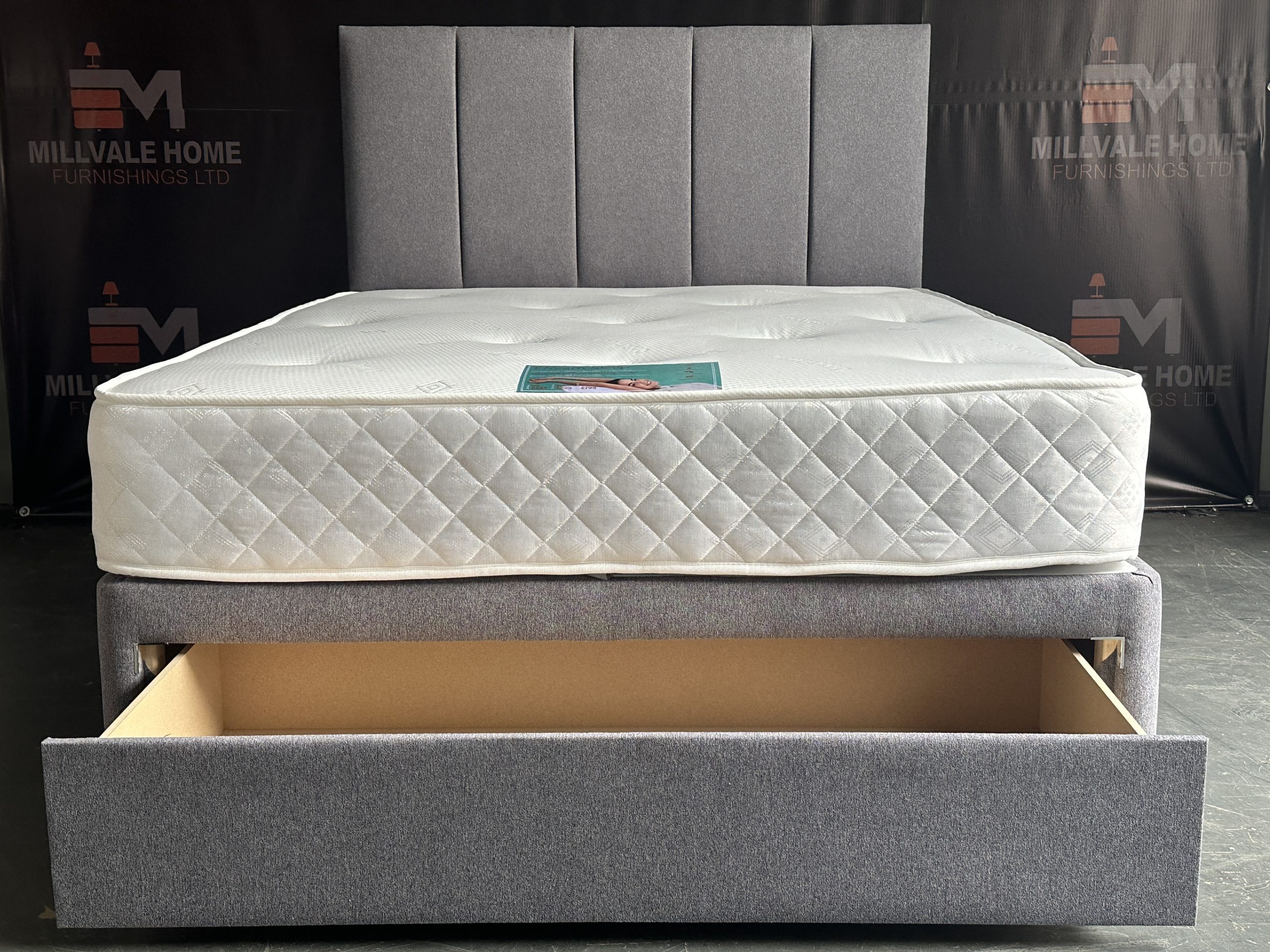 IMG_3667-scaled-1.jpeg New grey 4ft6 double r 5ft king size divan set - Image 1