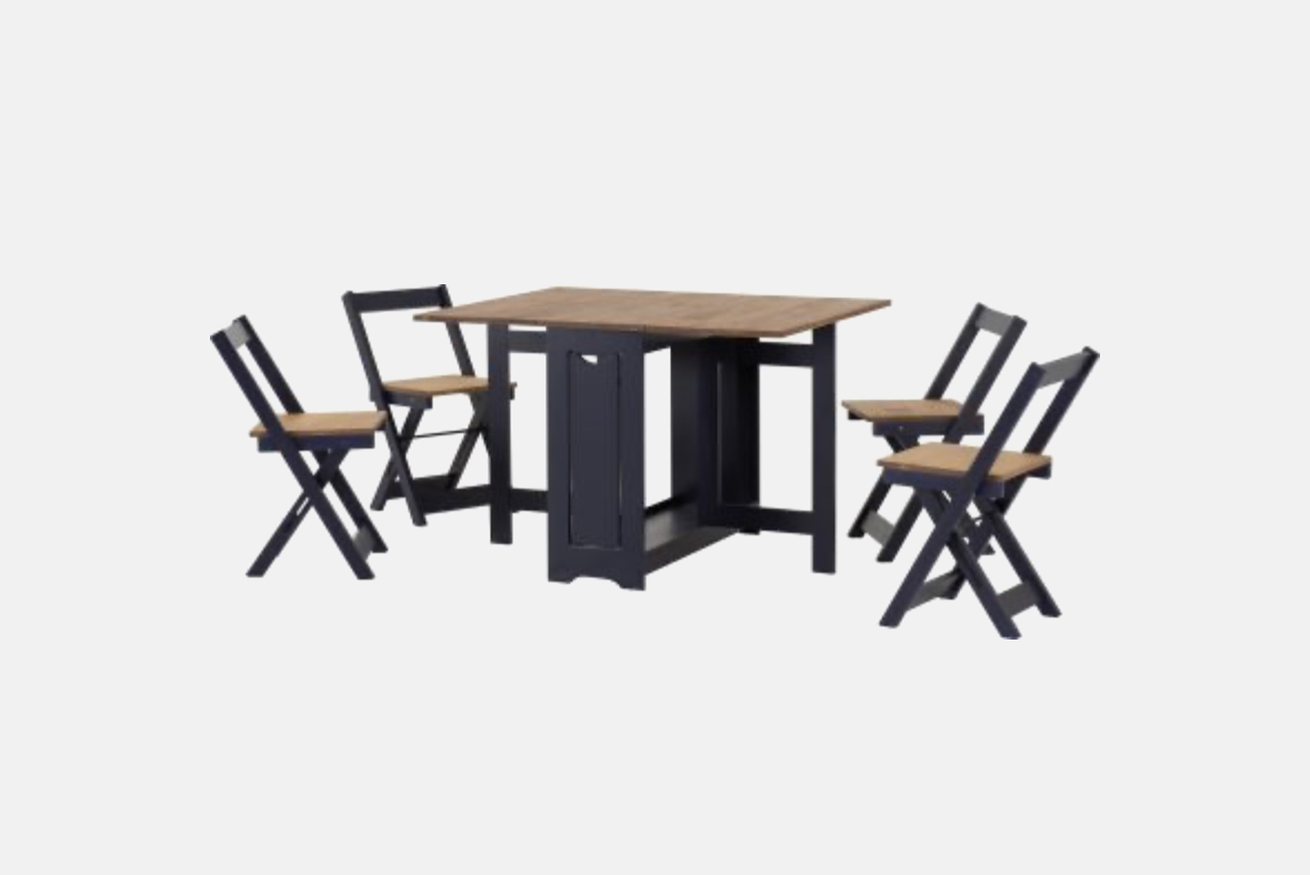 IMG_4655.jpeg Fold away Table with 4 chairs available in navy blue/grey/white - Image 1